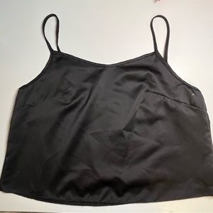 Silky Black Cropped Cami